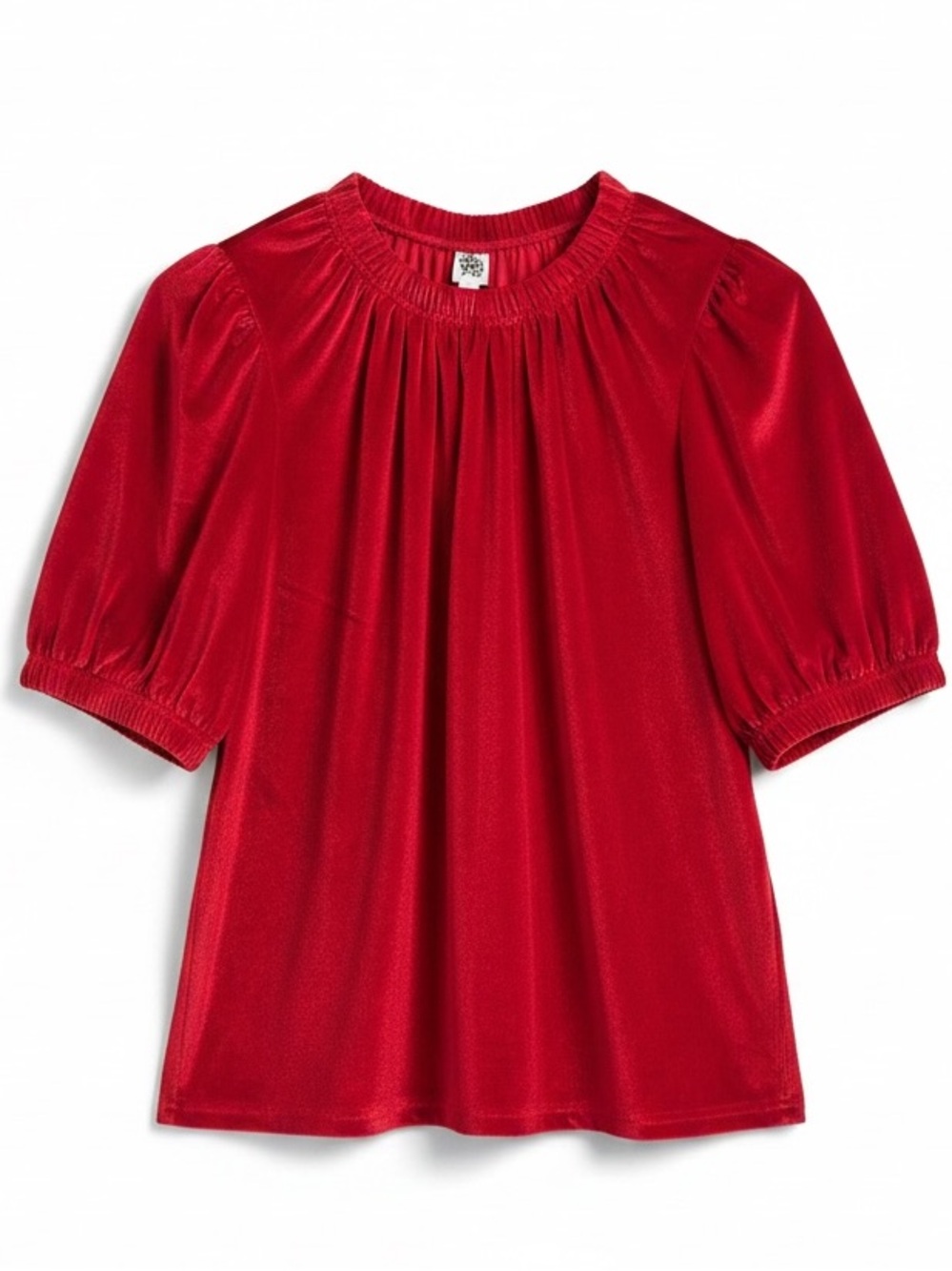 Ivy Jane Red Velvet Ruched Puff Sleeve Blouse Size Large
